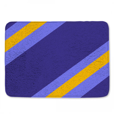 Tapis de bain à rayures bleues et jaunes