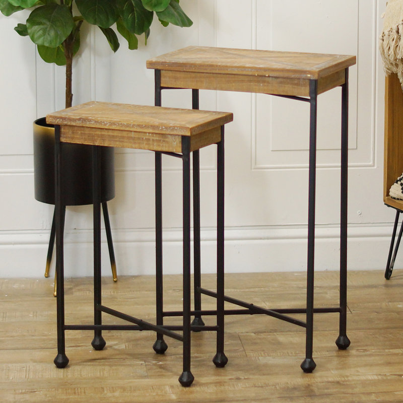 Ensemble de 2 tables d'appoint en métal brun 25 po