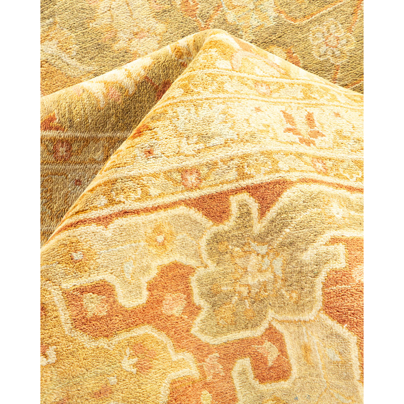 Ohlone One-of-a-Kind Hand-Knotted New Age 8'4" x 10'4" Wool Area Rug in Yellow/Green