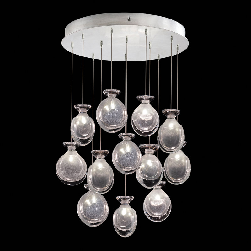 Luminaire suspendu rond l 21 po Essence, Transparent, Argent
