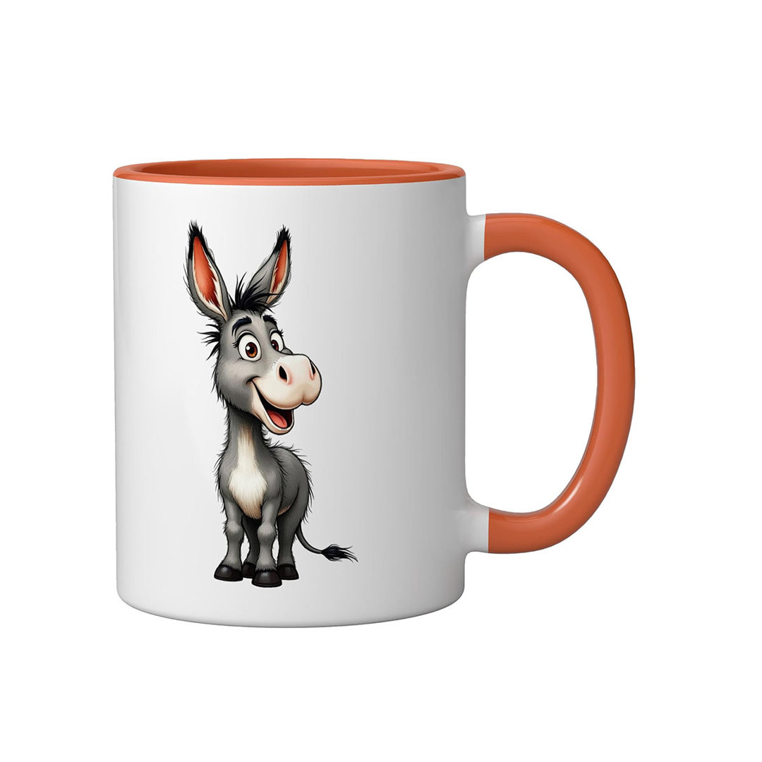 Funny Donkey Ceramic Mug, Orange/White