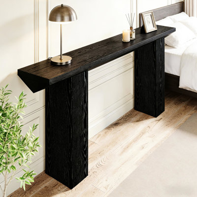Console d'entrée de 160 cm de long avec côtés triangulaires - Épaisse, finition noire, largeur 29,5 cm, idéale pour une chambre moderne, plateau élargi, profondeur 164 cm