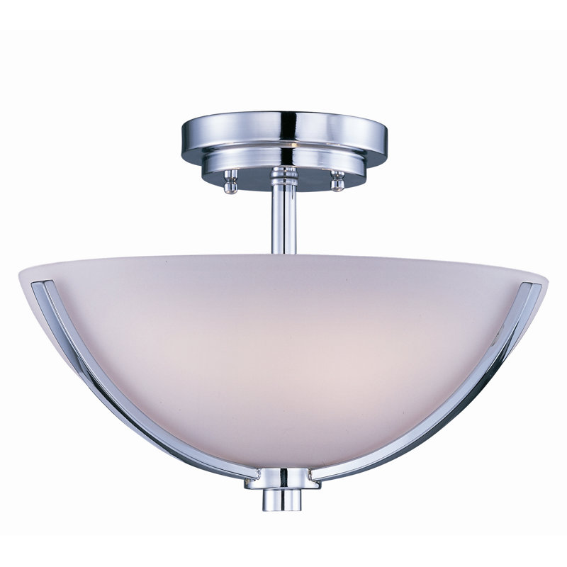 Plafonnier semi-encastré 14" simple bol 3 lumières Barys, Chrome poli