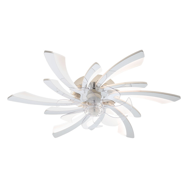 30'' 7 - Blade Dimmable LED Ceiling Fan with Remote Control and APP, Chrome