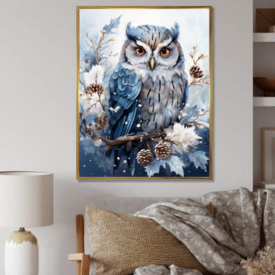 Winters Owl Gaze Serenity - Hibou Animal, art mural
