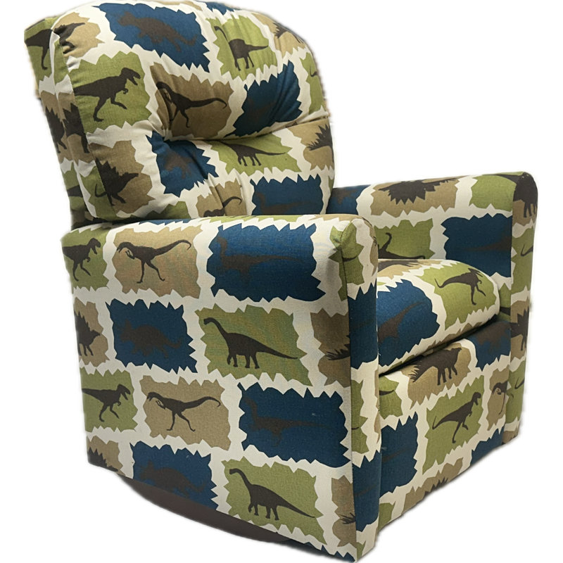 Kids Rocker Recliner Chair in Green Dinosaurs, Green Dinosaurs