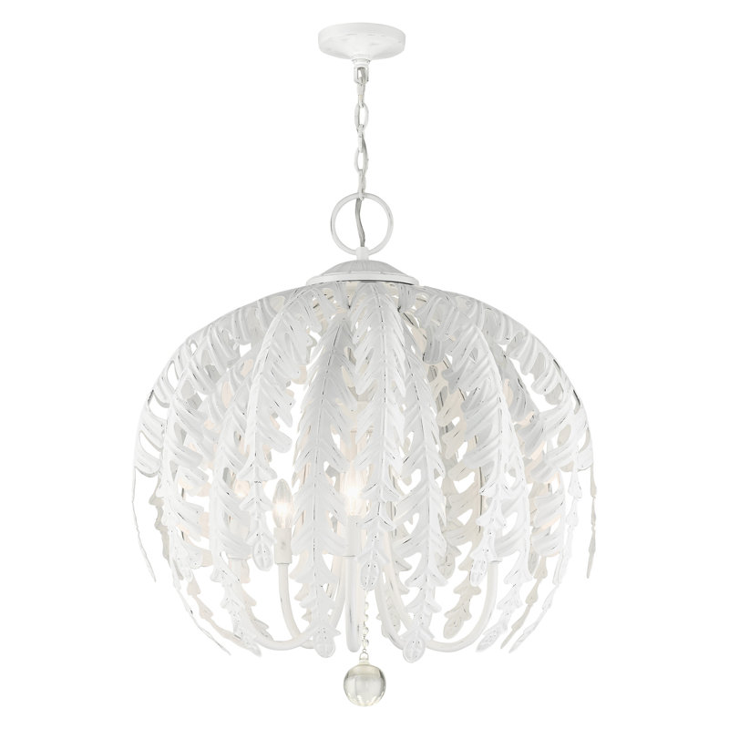 Jarv 5 - Light Steel Dimmable Globe Chandelier, Antique White