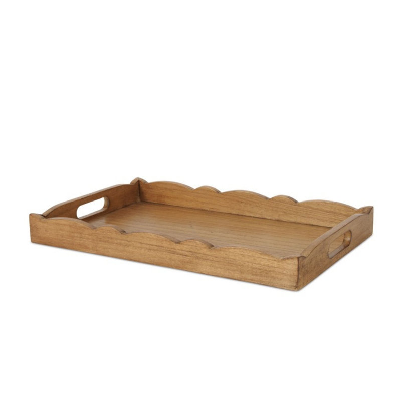 Plateau en bois festonné (ensemble de 2)
