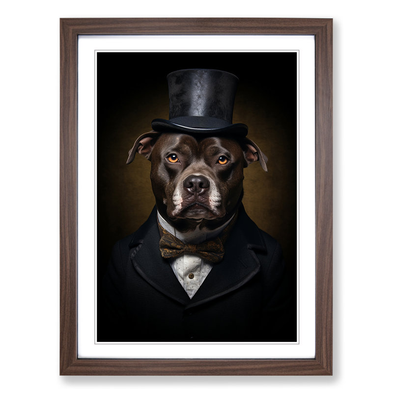 Staffordshire Bull Terrier Gothic - Framed Print, Walnut , 46cm H x 34cm W x 2cm D