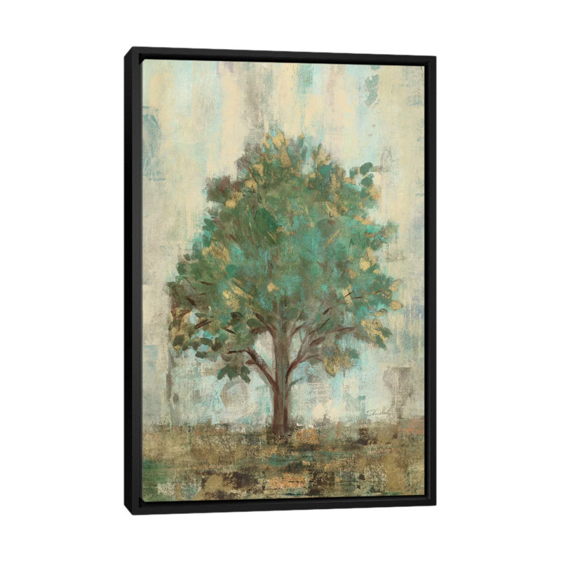 Verdi Trees I by Silvia Vassileva - Painting, No Matte, Black Framed, 26" H x 18" W x 1.5" D