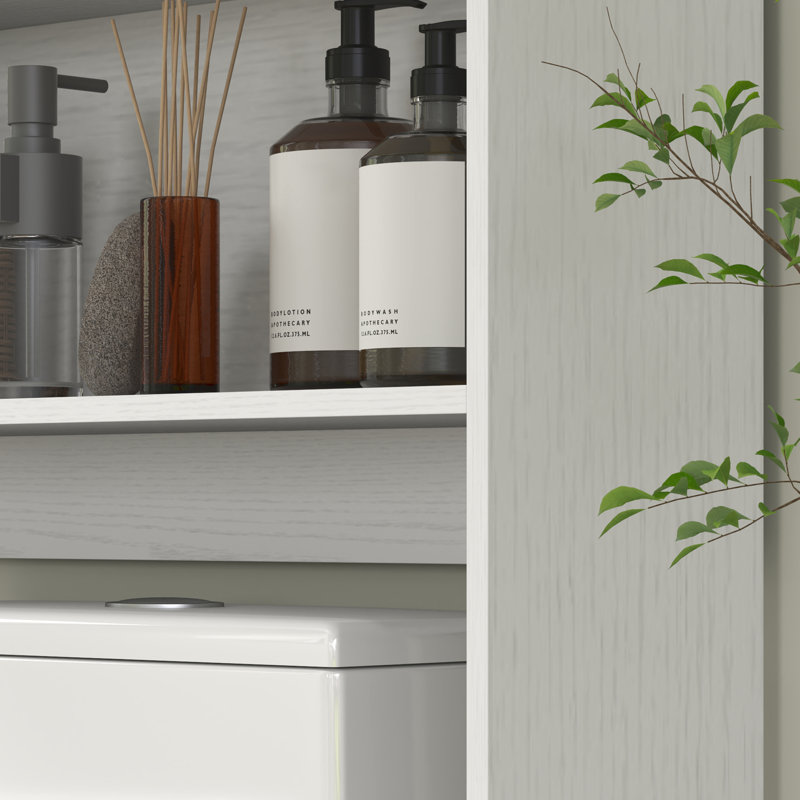 Over The Toilet Storage Cabinet, Farmhouse Above Toilet Bathroom Organizer With Barn Doors, Adjustable Shelf, Toilet Paper Holder, Freestanding Space Saver For Laundry