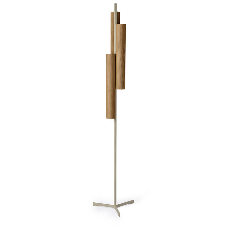 Black Note LED Floor Lamp, Natural Cherry, Matte Black