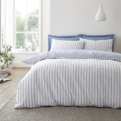 Hampton Stripe 200 Thread Count Cotton Reversible Duvet Cover Set