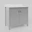 Meuble-lavabo simple 36 po Scalloped - gris clair - avec plateau - boutons en nickel brossé-1938036692-1938036699