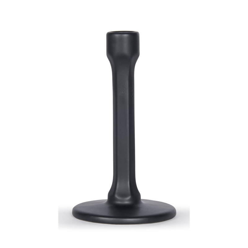 Concrete / Cement Tabletop Candlestick, Satin Black, 27 cm H x 7 cm W x 6 cm D