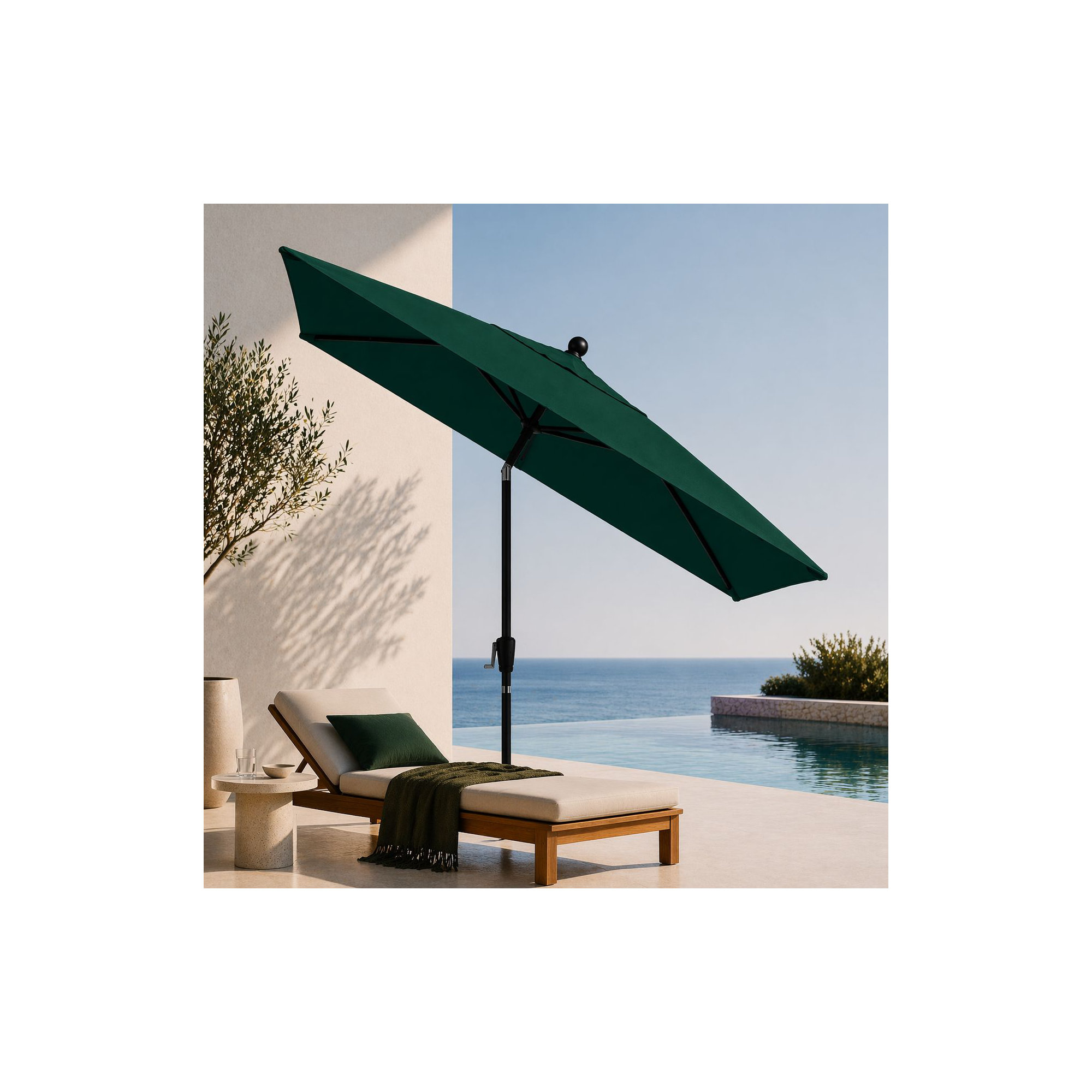 Natalie 103'' Outdoor Umbrella, Canvas Forest Green Sunbrella® Canvas, Starring Gray
