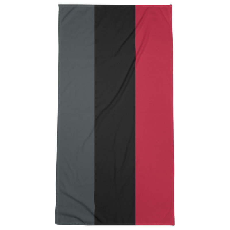 Lightweight Bath Towel, Steel Gray/Black/Red, Poly/Cotton