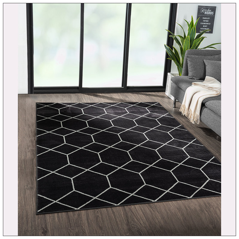 Tapis tissé à motif géométrique Trellis, Rectangulaire 8 pi x 10 pi
