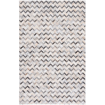 Studio Leather Flat Weave Hair On Leather Chevron Rug
