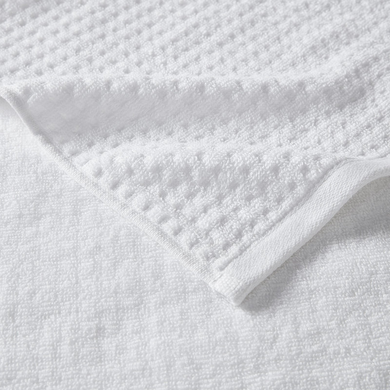Cotton Waffle Jacquard Antimicrobial Bath Towel 6 Piece Set, White