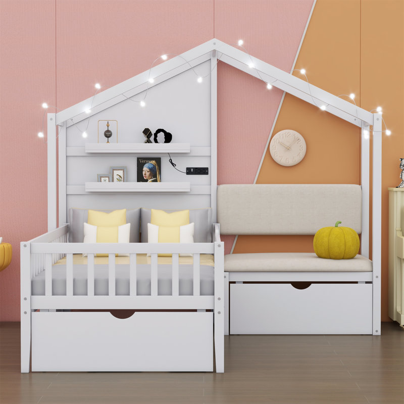 Aleya Panel Storage Bed, White