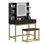 Tabouret de coiffeuse moderne avec miroir lumineux à DEL, prises de courant USB et tiroirs de rangement 