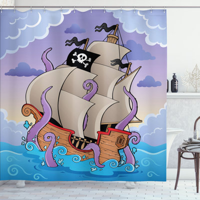 Ensemble de rideau de douche et crochets octopus