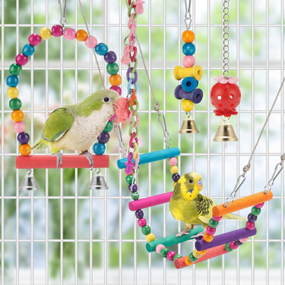 Ensemble de 11 jouets pour oiseaux, jouets à mâcher suspendus et suspendus pour les perruches, perruches, perroquets, cacahuètes, tourtereaux, pinsons