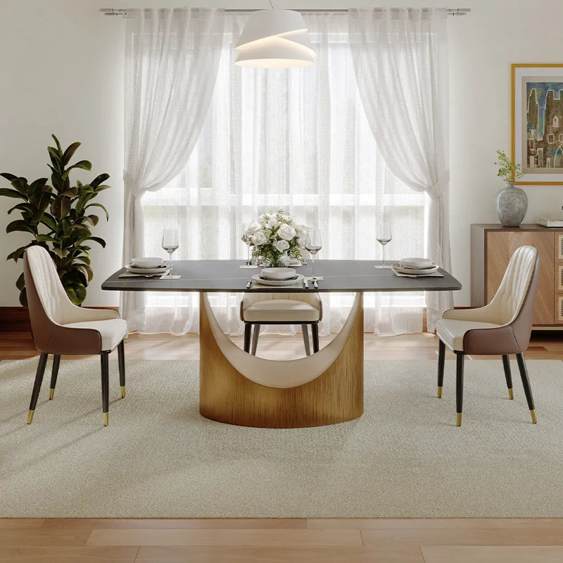 Table de salle à manger Modern, H 30 po x L 62 po x l 35 po, Noir, Bronze