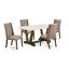 L'ensemble de salle à manger 5 pièces se compose d'une table moderne et de 4 chaises de salle à manger en lin kaki foncé avec dossier haut - finition jacobine patinée-1334751497-1334751502