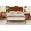 Grand lit plateforme Mid-Century moderne en bois de bambou de 12 pouces avec support en lattes de bois, aucun sommier requis, assemblage facile-133410274-133410275