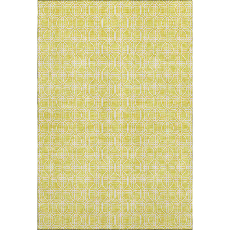 Premium Machine Washable Prisco Yellow Rug