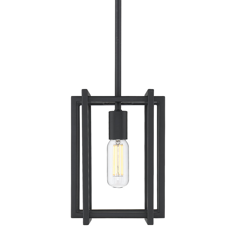 Luminaire suspendu simple à 1 lumière Isiah, Noir mat, Noir mat