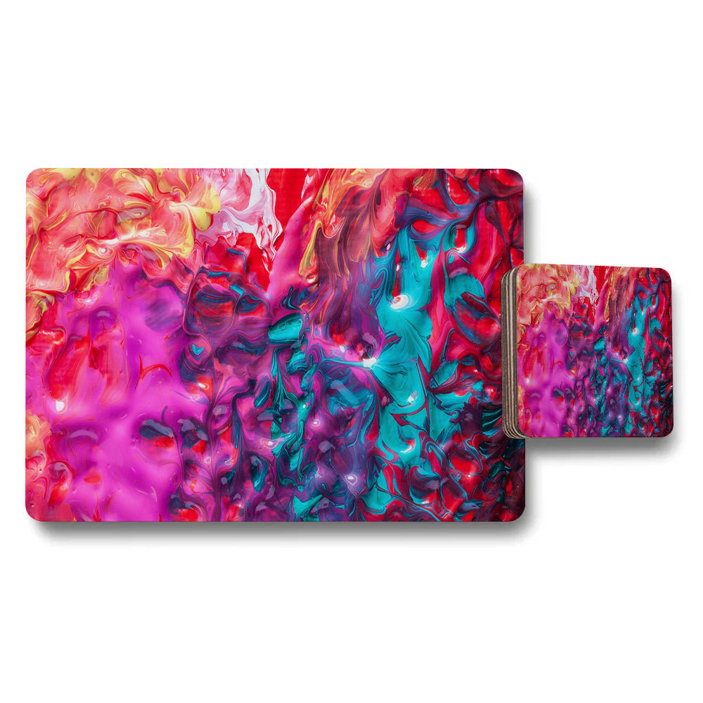 Abstract Colorful Placemats and Coaster Set for Modern Kitchen