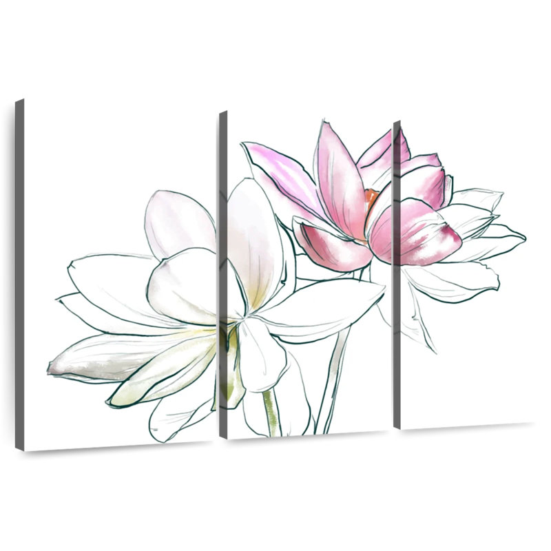 Duo de fleurs de lotus Harnek, H 48 po x l 74 po