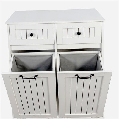 Armoire à linge avec 2 paniers à linge amovibles et 2 tiroirs