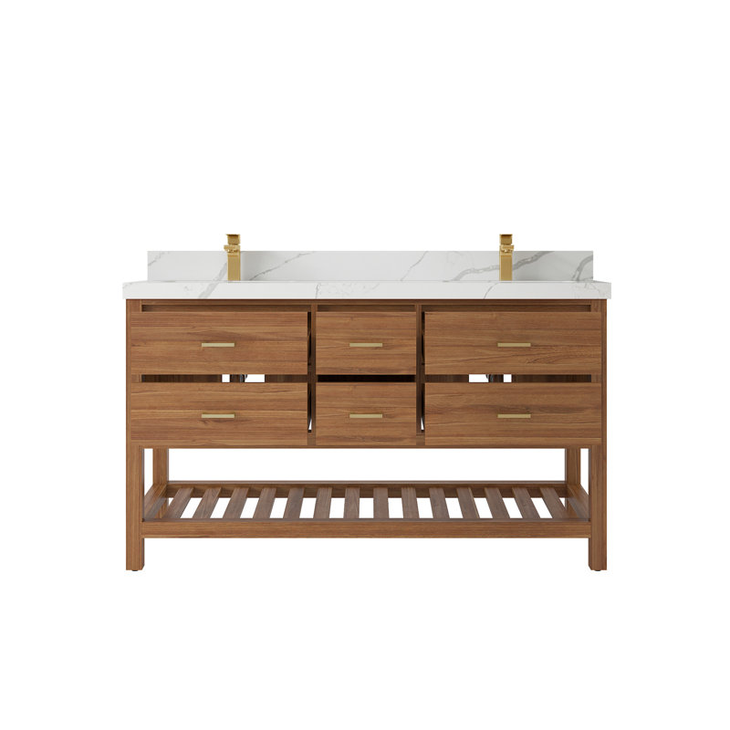 Ensemble de meuble-lavabo double 60 po Parker, Calacatta Laza