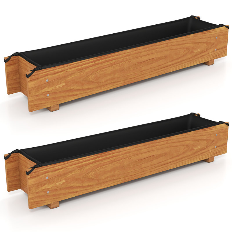 Lit de jardin surélevé en bois 2 pièces Gymax avec doublure de trous de drainage pour herbe à fleurs, 2
