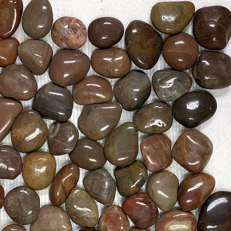 Polished Natural Red Pebble River Rock 12'' x 12''  Floor and Wall Tile