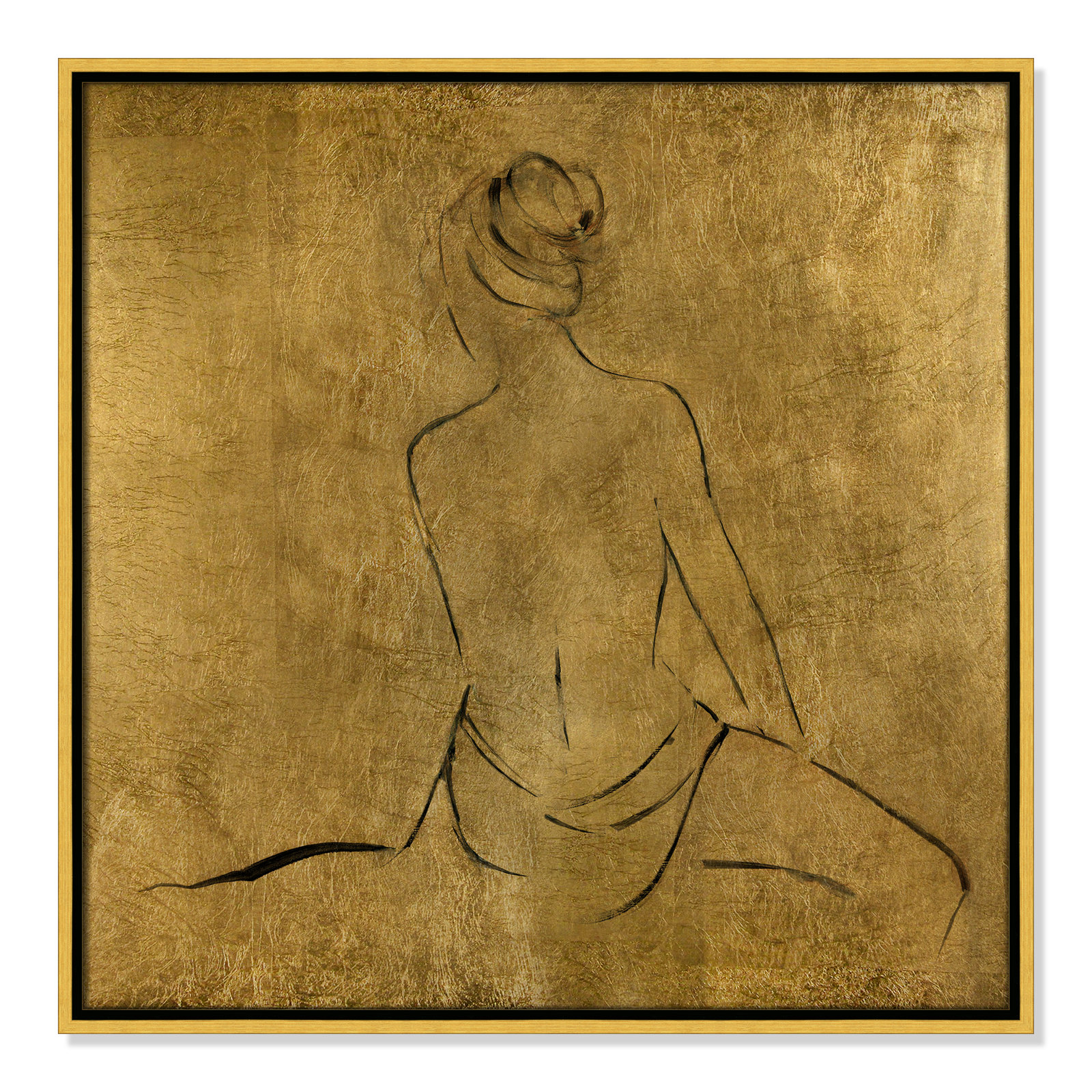 Golden Bather II by Sally Swatland - Painting Print, 25.5" H x 25.5" W x 2" D, Gold Framed Canvas