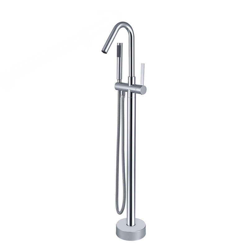 Robinet de baignoire autoportant avec douche à main, Chrome