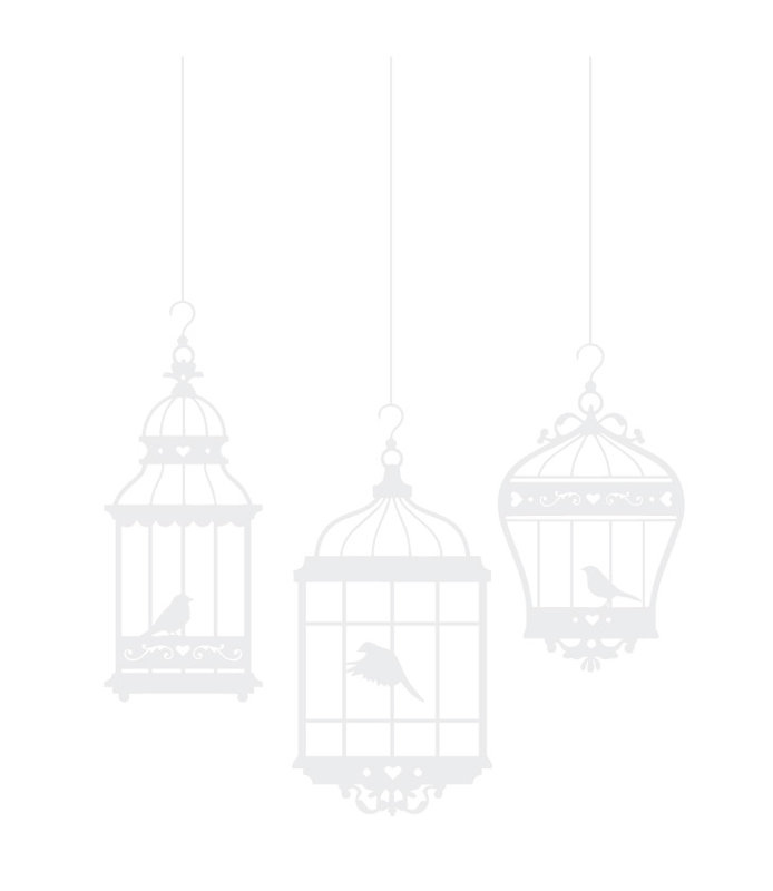 Adhésif décoratif jolies cages à oiseaux, Blanc, H 24 po x l 18 po x P 0,01 po