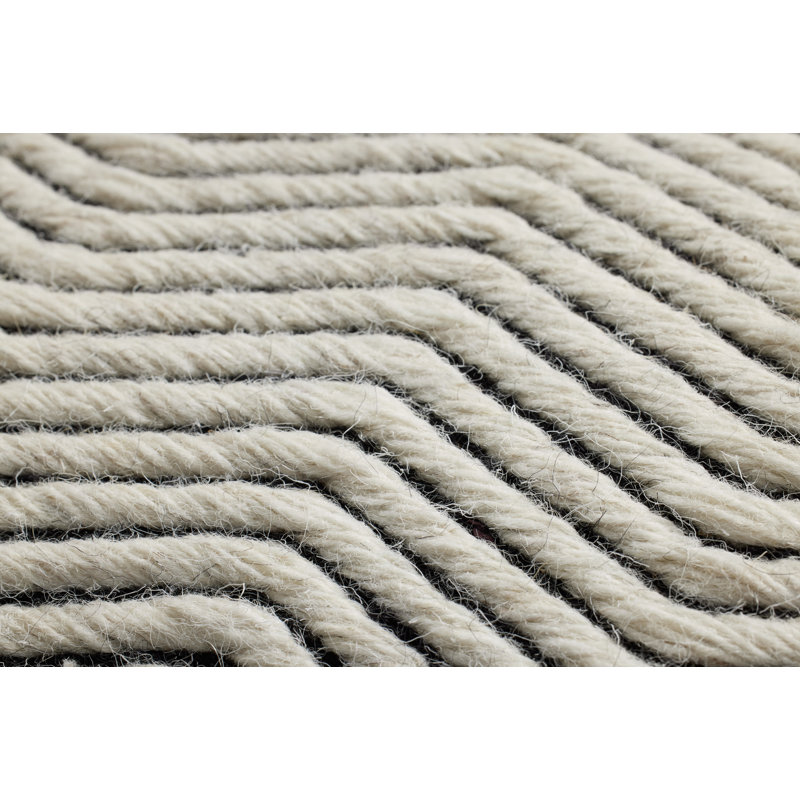 Ivory Chevron Wool Cotton Polyester Lumbar Pillow