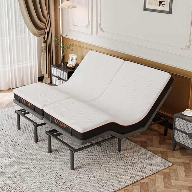 Lit réglable avec matelas en mousse à mémoire de forme de 8 po, massage, gravité zéro, télécommande sans fil et contrôle des applications