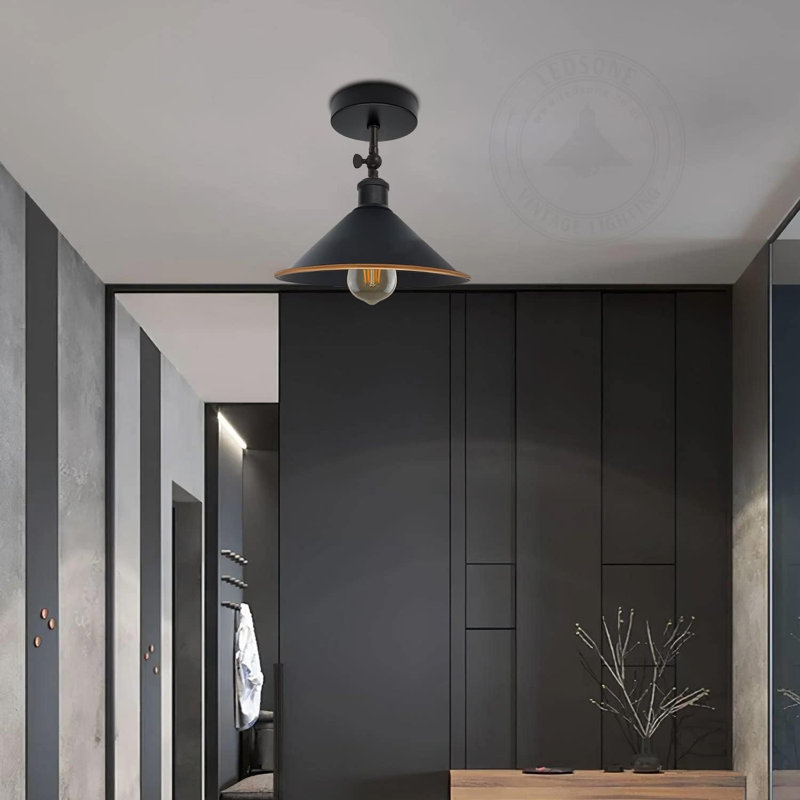 Semi Flush Mount, Black gold line