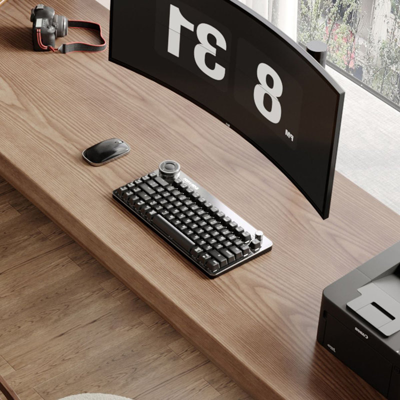 Bureau d'écriture en L en bois massif brun noisette, H 53,15 po x l 86,61 po x P 55,12 po, Retour à gauche