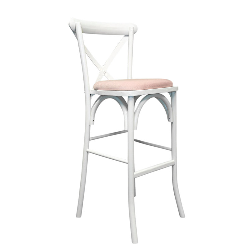 Stannard Upholstered Counter Stool with Solid Wood Frame, White/Blush