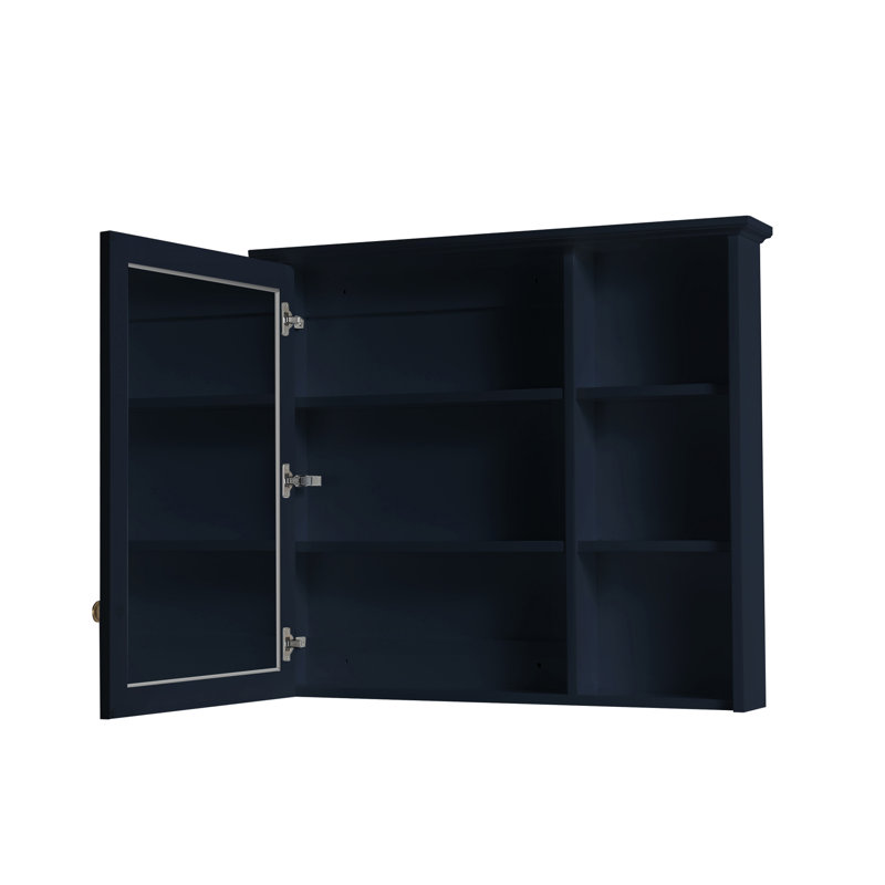 Armoire à pharmacie avec miroir et 2 tablettes fixes l 34 po x H 30 po, Bleu marine