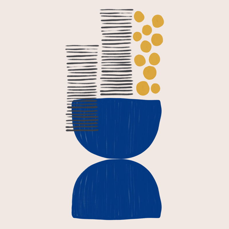 Bol à fruits abstrait par Claudia Casal - reproduction, H 12 po x l 12 po, Non, Cadre simple argenté