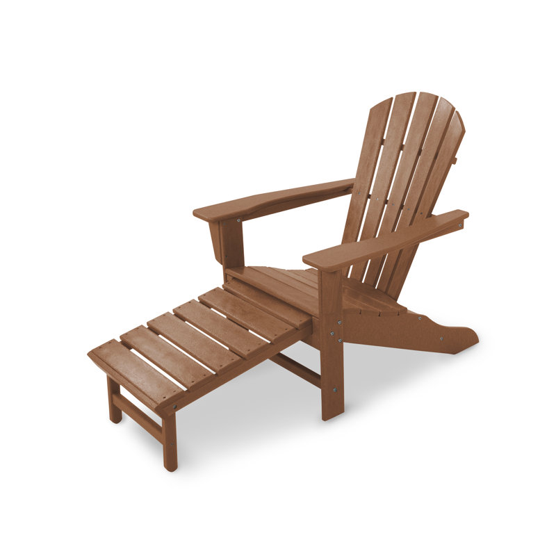 POLYWOOD Palm Coast Ultimate Adirondack with Hideaway Ottoman, Teak